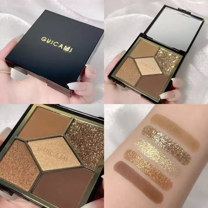 Luxury eyeshadow palette, 5 colors, pigmented and resistant.